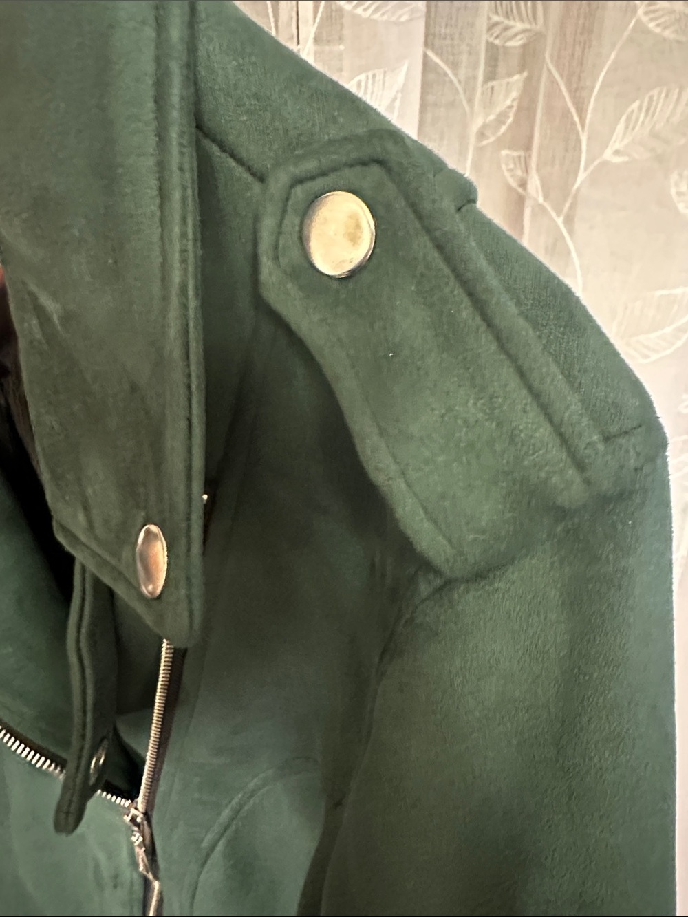 Forest Green Faux Suede Moto Jacket - Picture 5 of 13